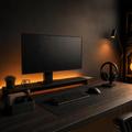 Dark Setup wallpaper per PC - scrivania gaming con luce ambra