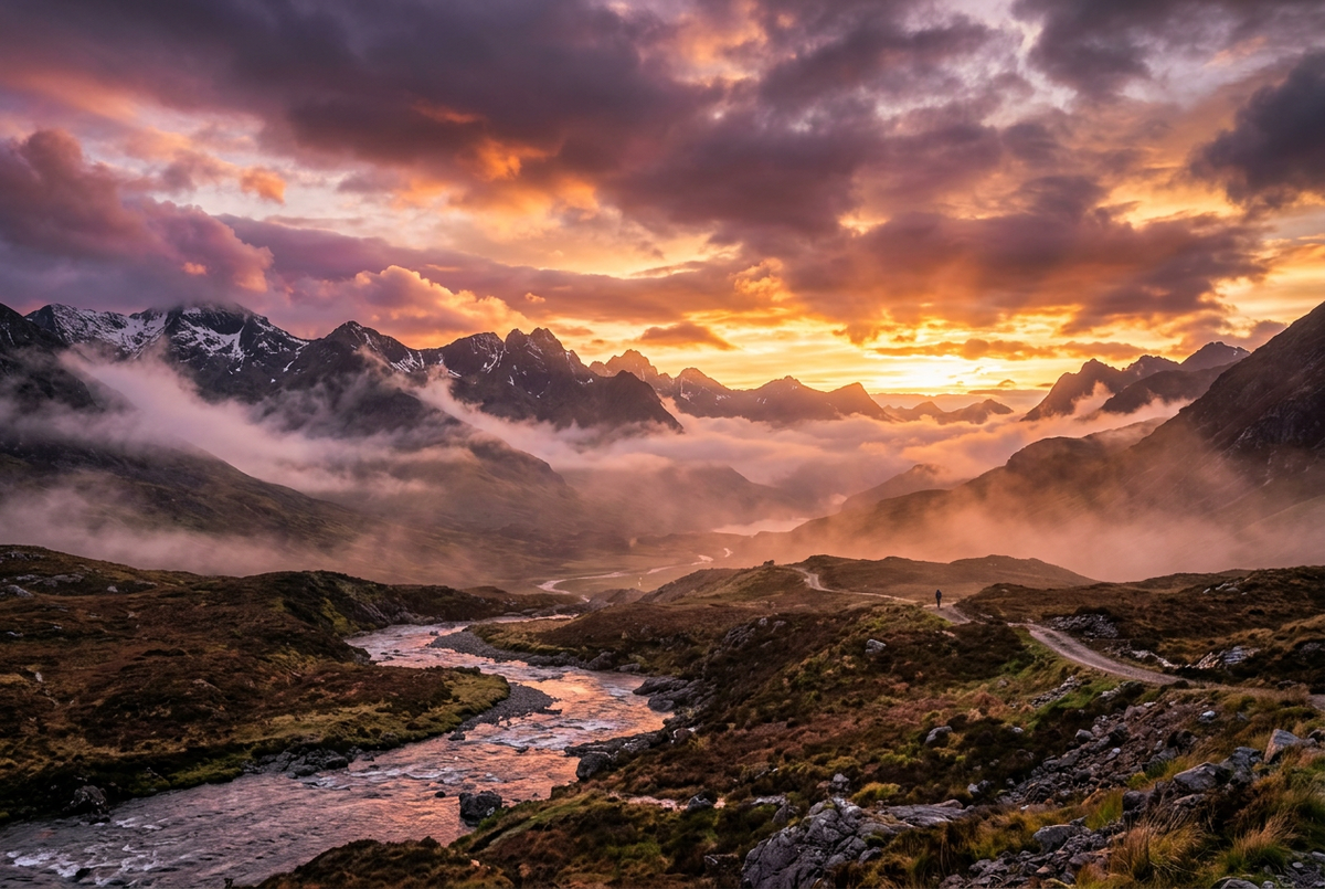 Golden Hour wallpaper per PC - tramonto sulle montagne